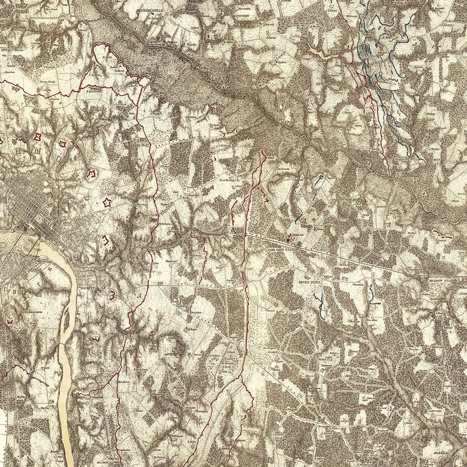 Vintage Map of the Battle of Richmond, 1869
