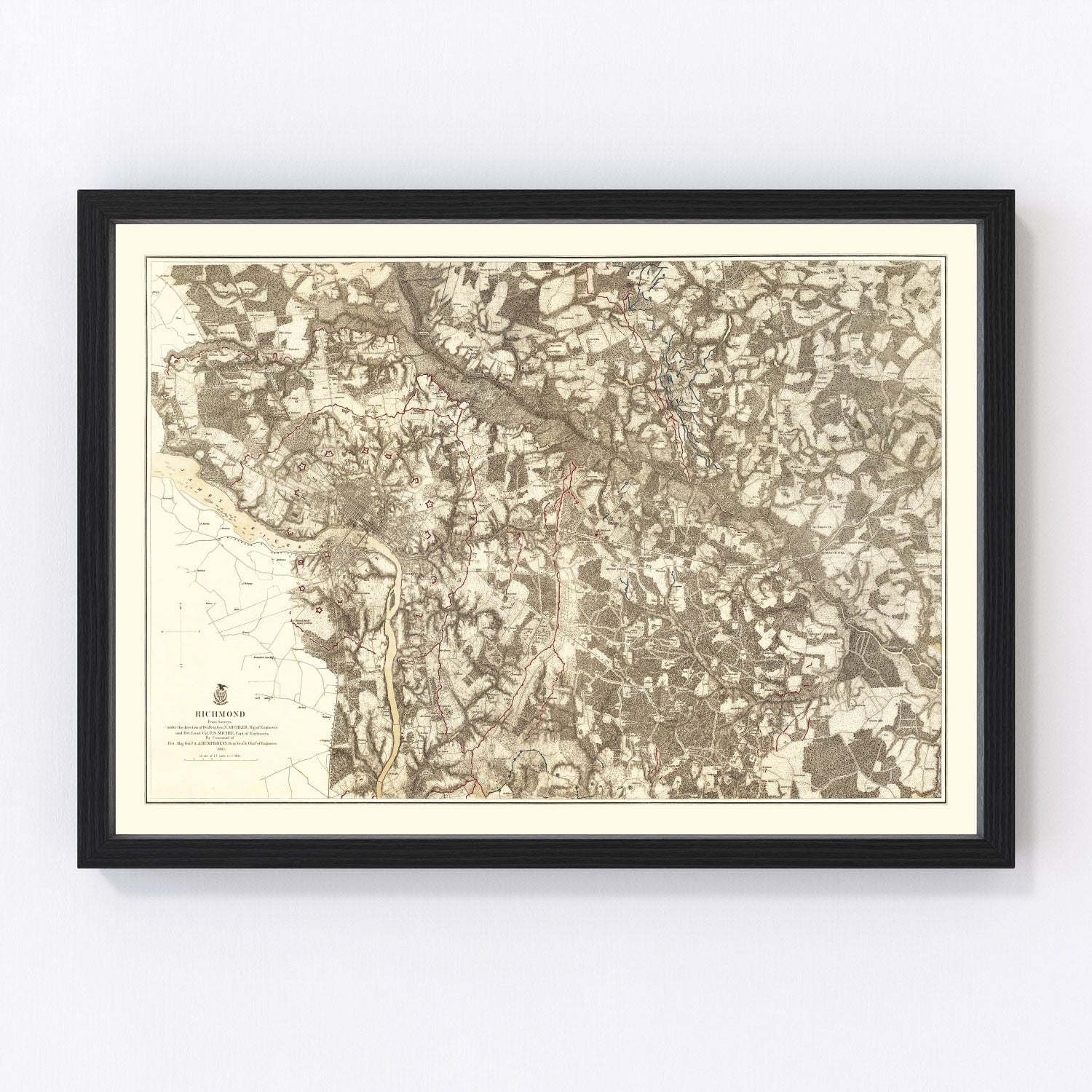 Vintage Map of the Battle of Richmond, 1869