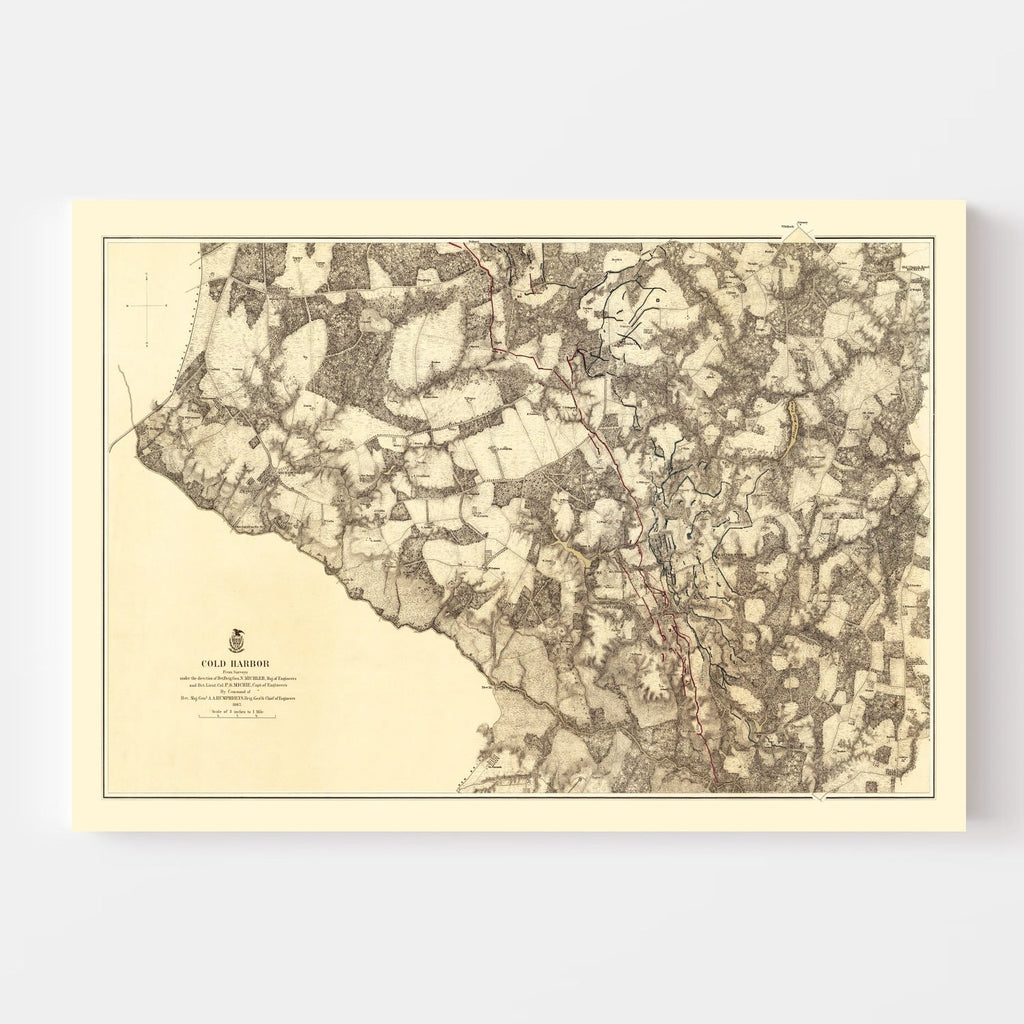 Vintage Map of the Battle of Cold Harbor, 1869