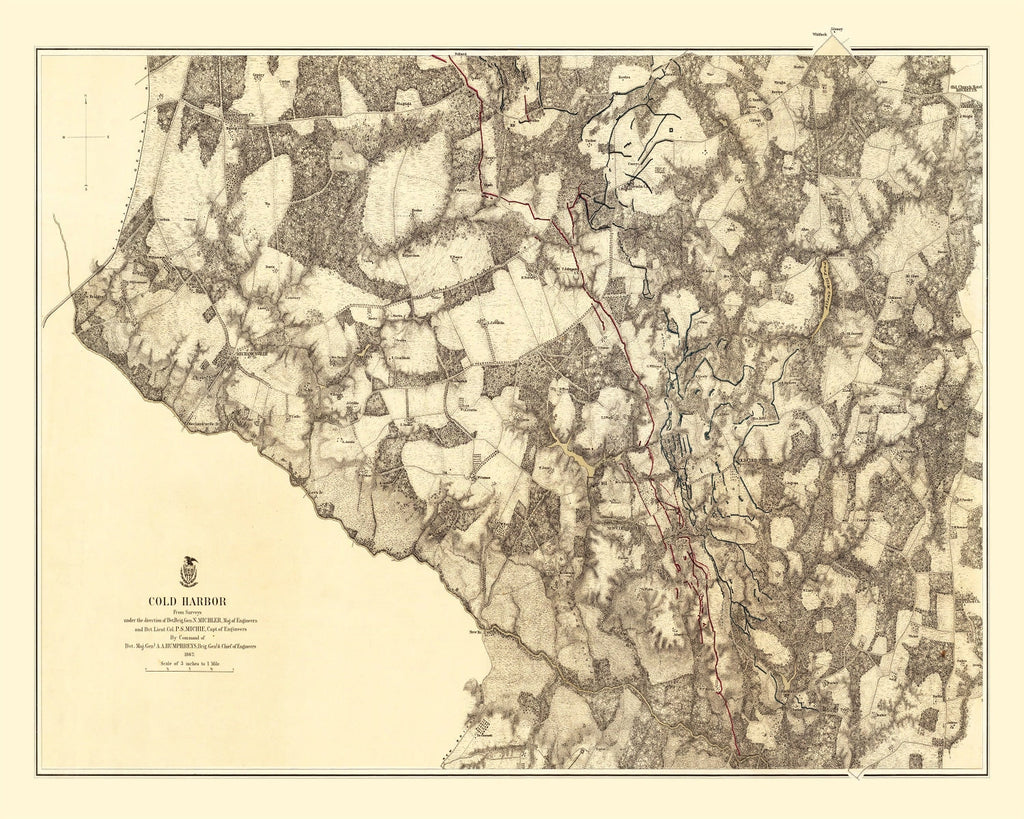 Vintage Map of the Battle of Cold Harbor, 1869