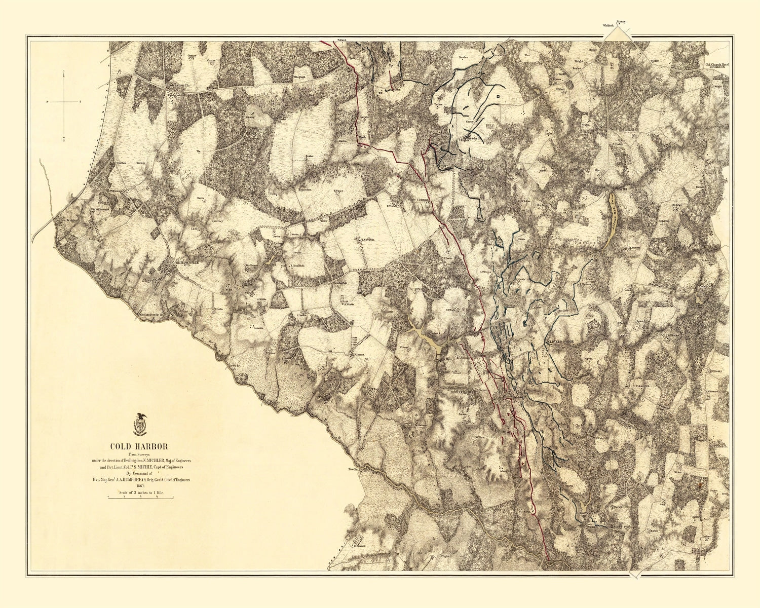 Vintage Map of the Battle of Cold Harbor, 1869