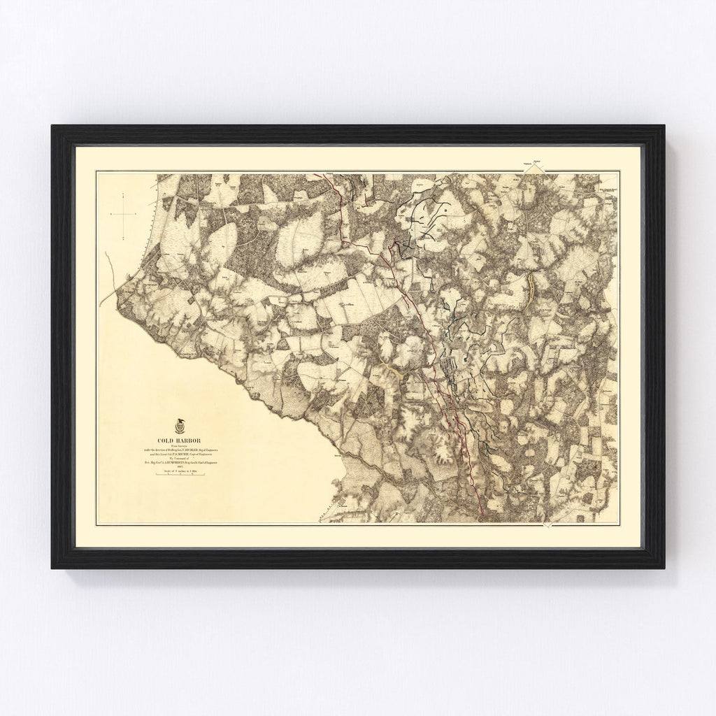 Vintage Map of the Battle of Cold Harbor, 1869