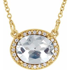 14K Yellow Gold Imitation White Diamond & .04 CTW Natural Diamond 16 1/2" Necklace