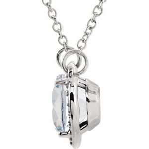 14K White Gold Imitation White Diamond & .04 CTW Natural Diamond 16 1/2" Necklace