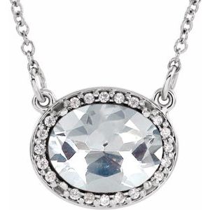 14K White Gold Imitation White Diamond & .04 CTW Natural Diamond 16 1/2" Necklace