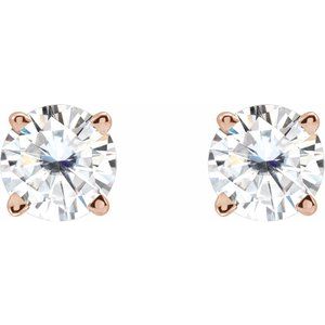 14K Rose Gold 4.5 mm Stuller Lab-Grown Moissanite Earrings – image 2