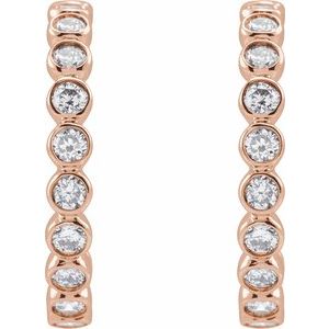 14K Rose Gold 3/8 CTW Lab-Grown Diamond 14 mm Hoop Earrings – image 2