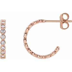 14K Rose Gold 3/8 CTW Lab-Grown Diamond 14 mm Hoop Earrings