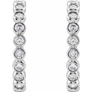 14K White Gold 3/8 CTW Lab-Grown Diamond 14 mm Hoop Earrings – image 2