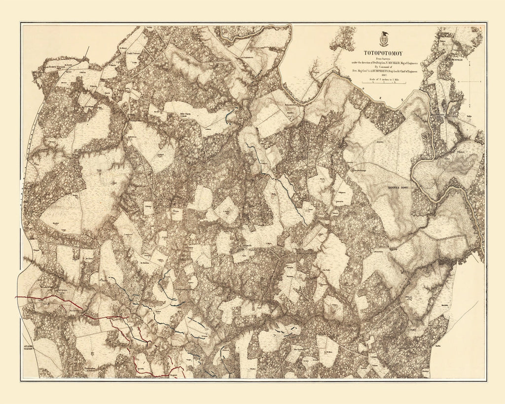 Vintage Map of the Battle of Totopotomoy, 1869