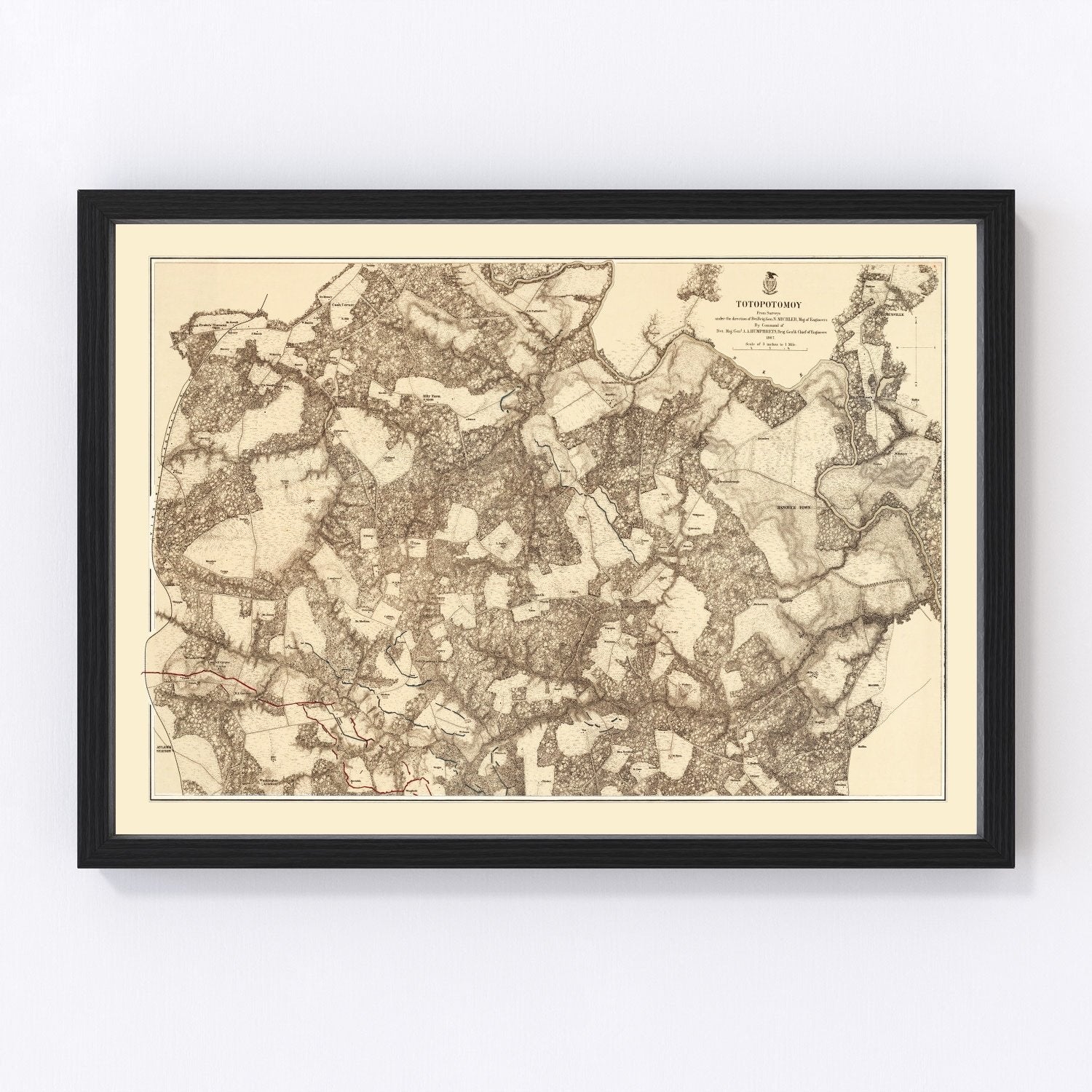 Vintage Map of the Battle of Totopotomoy, 1869
