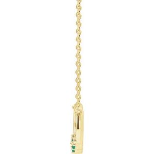14K Yellow Gold Natural Emerald & .06 CTW Natural Diamond Circle 18" Necklace