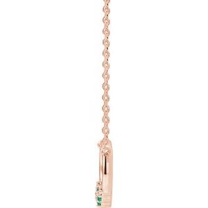 14K Rose Gold Natural Emerald & .06 CTW Natural Diamond Circle 18" Necklace