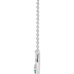 Sterling Silver Natural Emerald & .06 CTW Natural Diamond Circle 18" Necklace