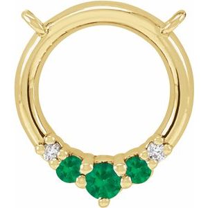 14K Yellow Gold Natural Emerald & .06 CTW Natural Diamond Circle Necklace Center