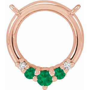 14K Rose Gold Natural Emerald & .06 CTW Natural Diamond Circle Necklace Center