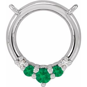 Platinum Natural Emerald & .06 CTW Natural Diamond Circle Necklace Center