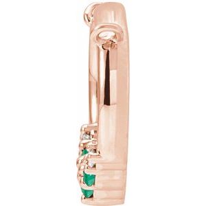 14K Rose Gold Natural Emerald & .06 CTW Natural Diamond Circle Necklace Center