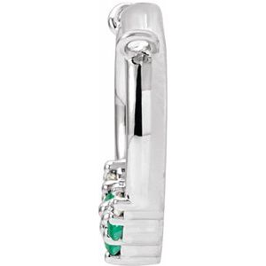 14K White Gold Natural Emerald & .06 CTW Natural Diamond Circle Necklace Center