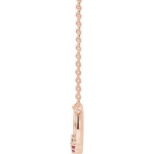 14K Rose Gold Natural Ruby & .06 CTW Natural Diamond Circle 18" Necklace