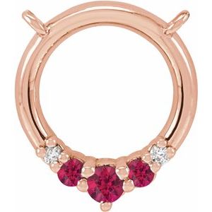 14K Rose Gold Natural Ruby & .06 CTW Natural Diamond Circle Necklace Center