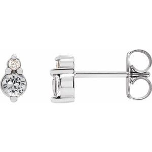 Platinum Natural White Sapphire & .03 CTW Natural Diamond Earrings