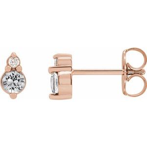 14K Rose Gold Natural White Sapphire & .03 CTW Natural Diamond Earrings