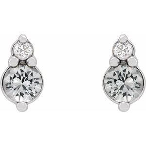 Platinum Natural White Sapphire & .03 CTW Natural Diamond Earrings – image 2