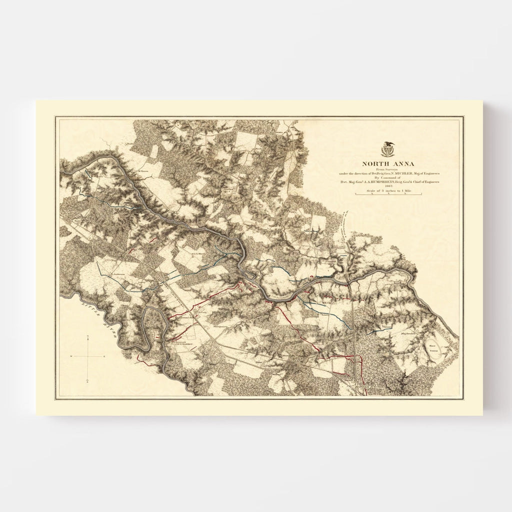 Vintage Map of the Battle of North Anna, 1869