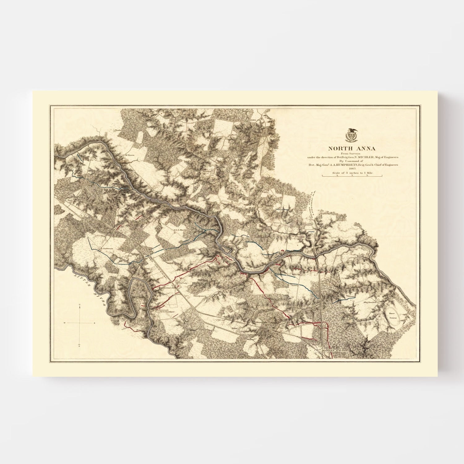 Vintage Map of the Battle of North Anna, 1869
