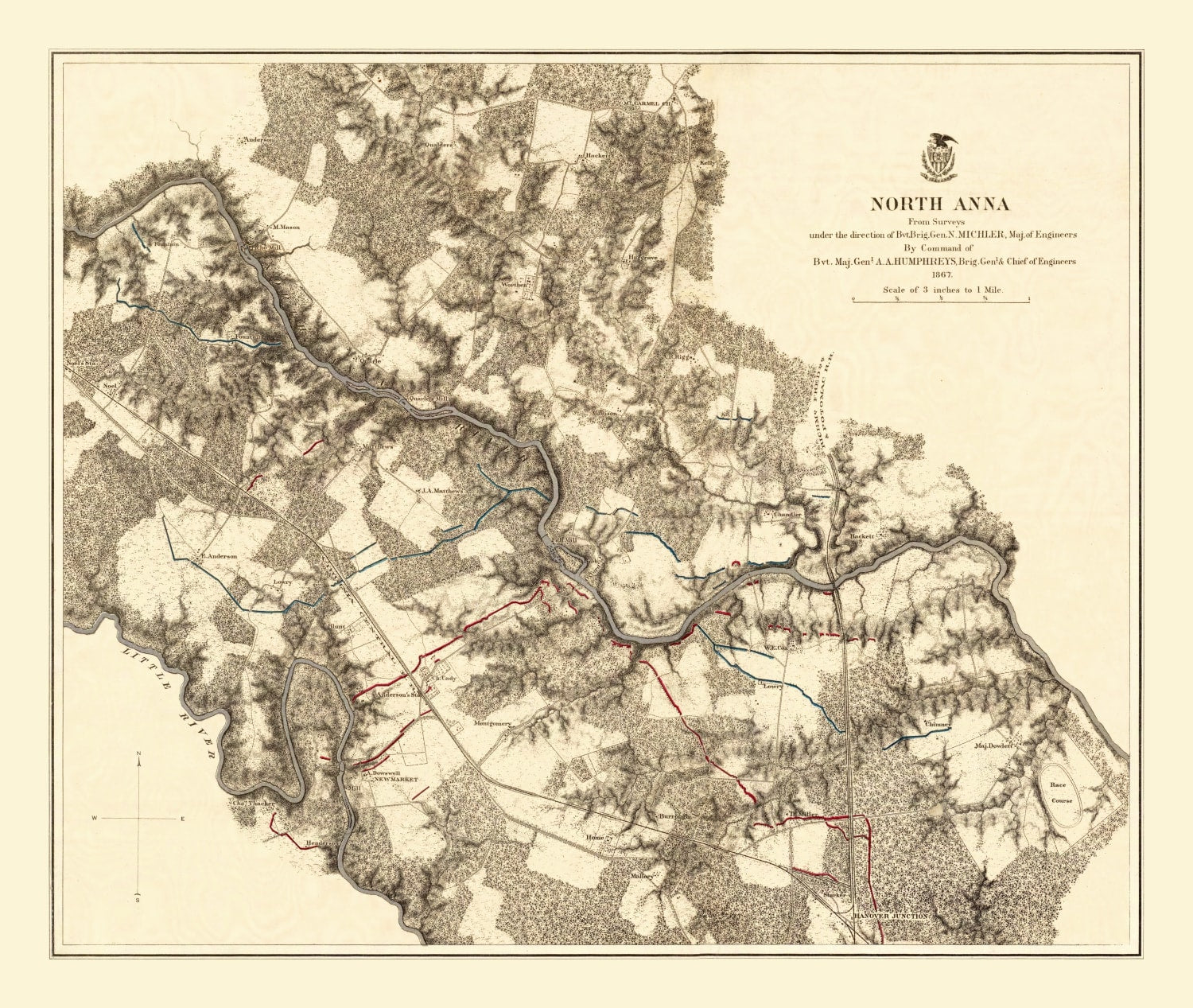 Vintage Map of the Battle of North Anna, 1869