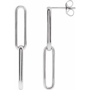 14K White Gold Paperclip-Style Earrings