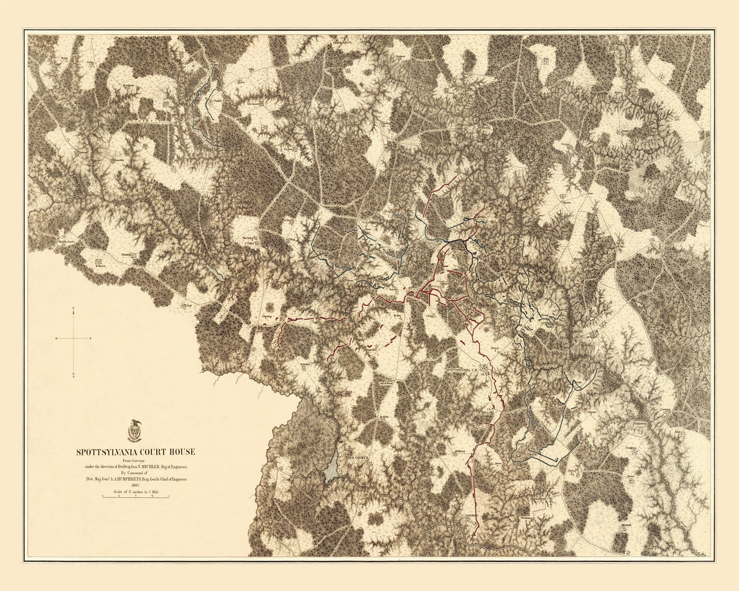 Vintage Map of the Battle of Spottsylvania Court House, 1869