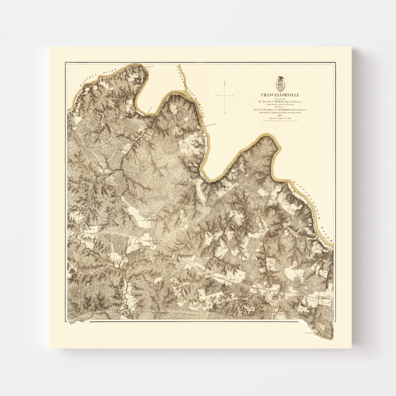 Vintage Map of the Battle of Chancellorville, 1869