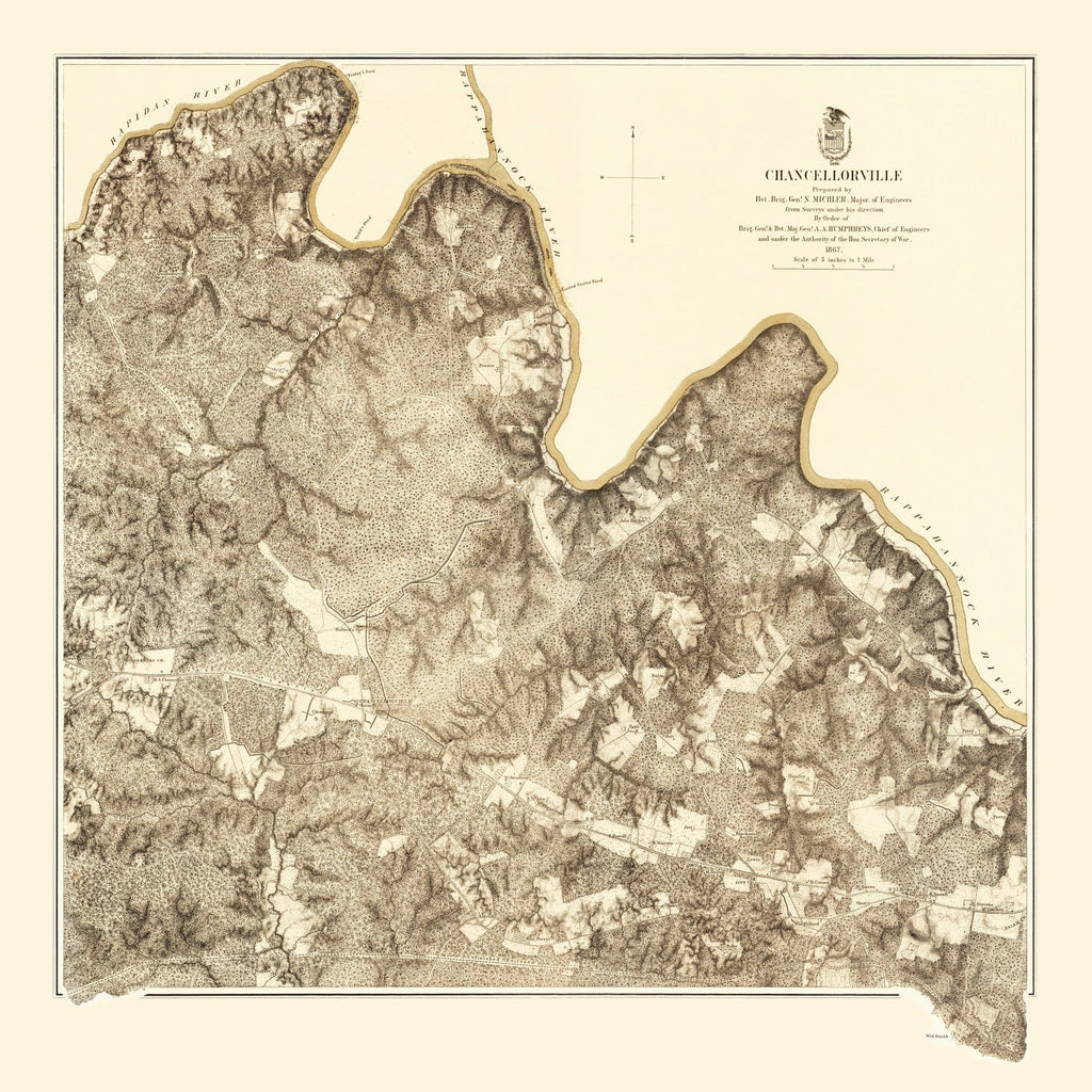 Vintage Map of the Battle of Chancellorville, 1869