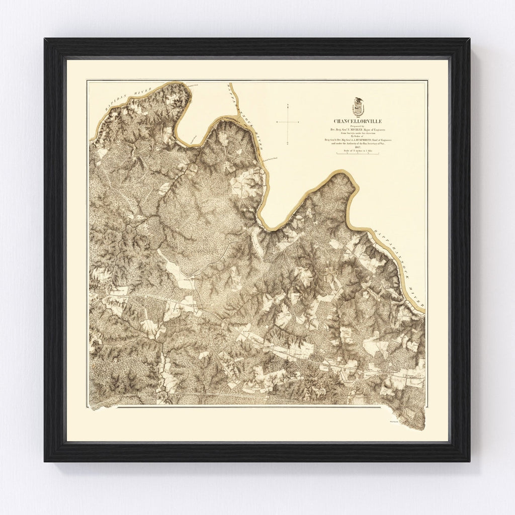 Vintage Map of the Battle of Chancellorville, 1869