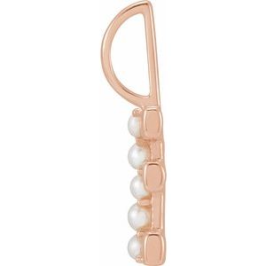14K Rose Gold Cultured White Freshwater Pearl Initial E Charm/Pendant – image 2