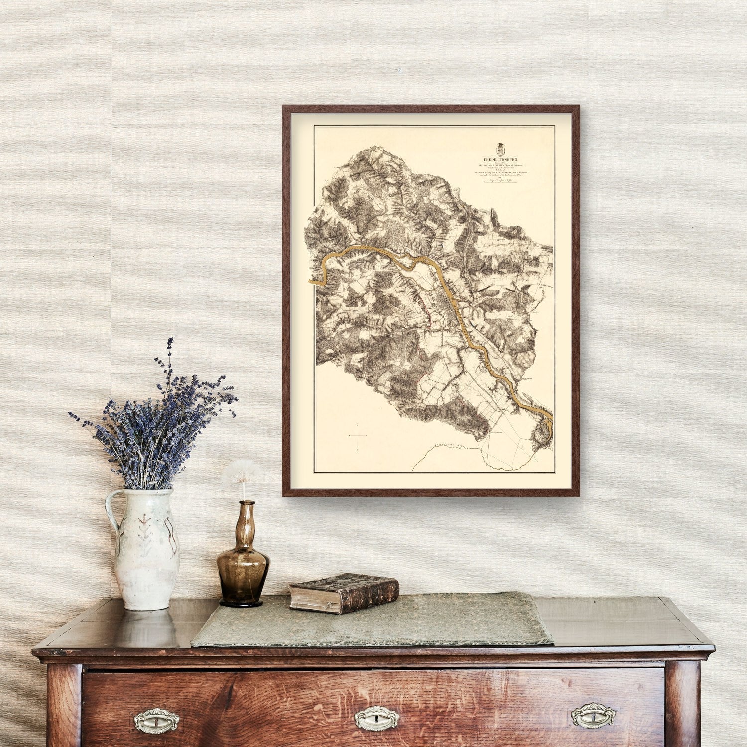 Vintage Map of the Battle of Fredericksburg, 1869