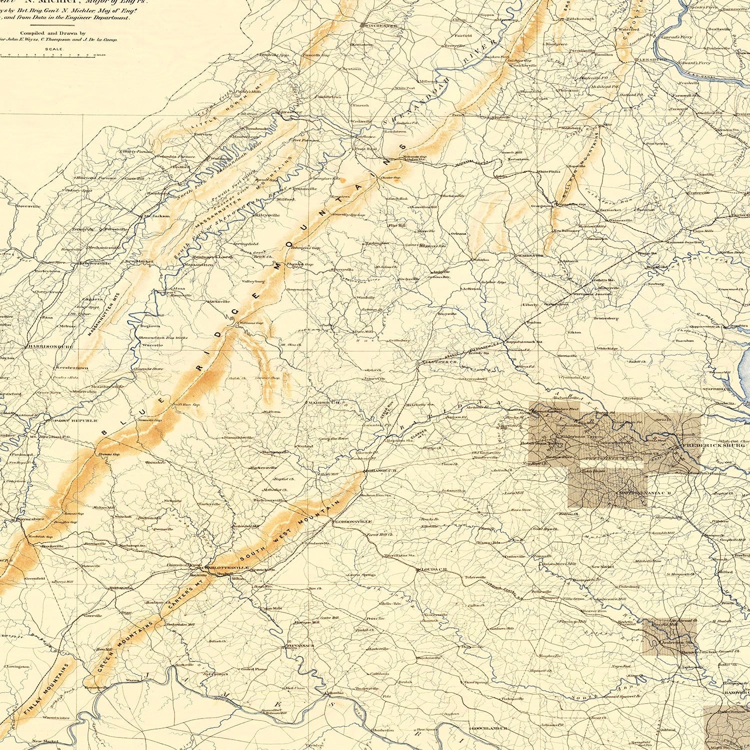 Vintage Map of the Gettysburg Pennsylvania Region, 1869