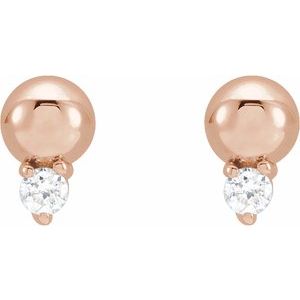 14K Rose Gold .03 CTW Natural Diamond Bead Earrings – image 2