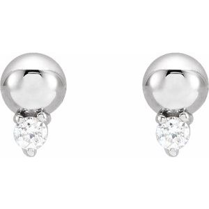 Sterling Silver .03 CTW Natural Diamond Bead Earrings – image 2
