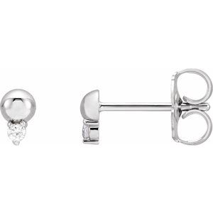 14K White Gold .03 CTW Natural Diamond Bead Earrings