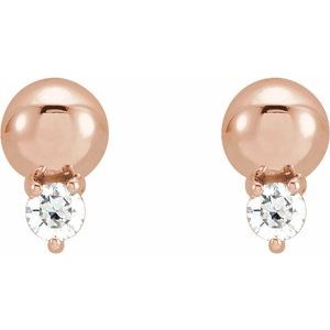 14K Rose Gold .06 CTW Natural Diamond Bead Earrings – image 2