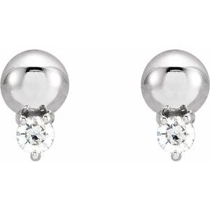 Platinum .06 CTW Natural Diamond Bead Earrings – image 2