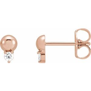 14K Rose Gold .06 CTW Natural Diamond Bead Earrings