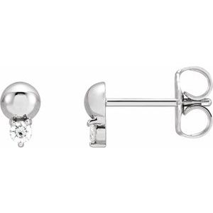 14K White Gold .06 CTW Natural Diamond Bead Earrings
