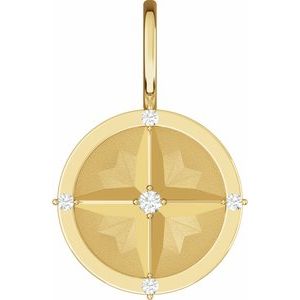 18K Yellow Gold-Plated Sterling Silver .03 CTW Natural Diamond Compass Charm/Pendant