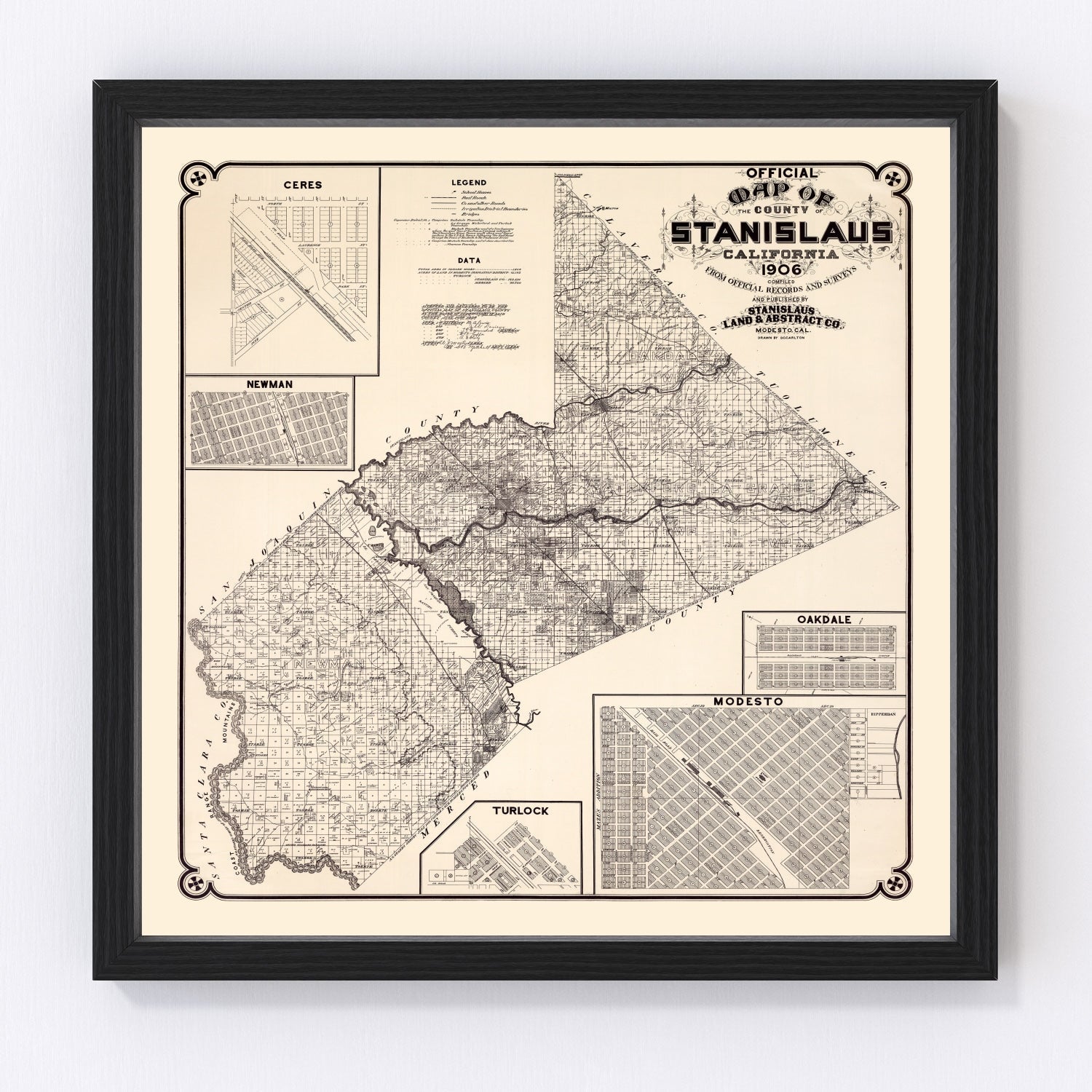Vintage Map of Stanislaus County, California 1906
