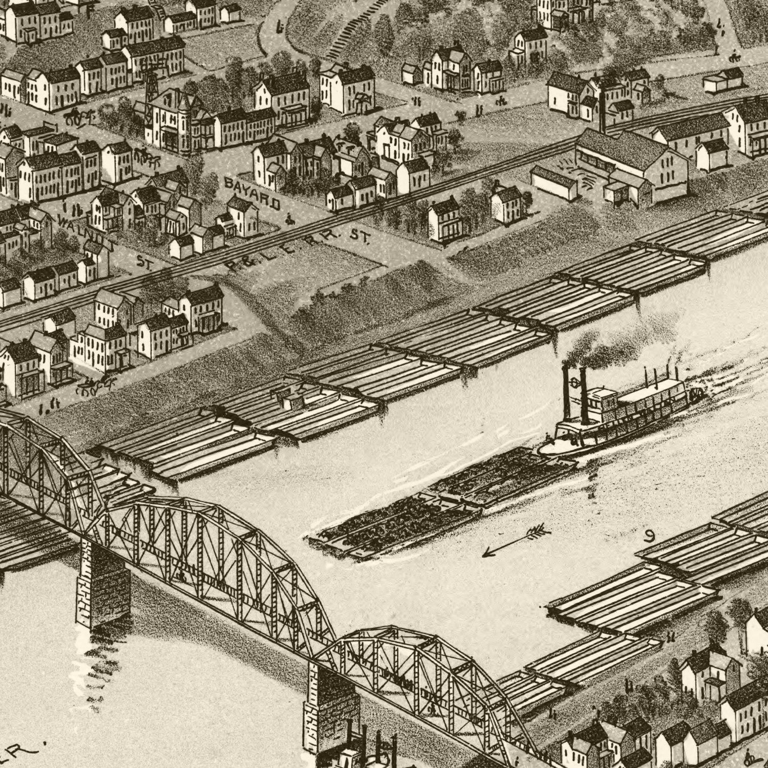 Vintage Map of Elizabeth, Pennsylvania 1897