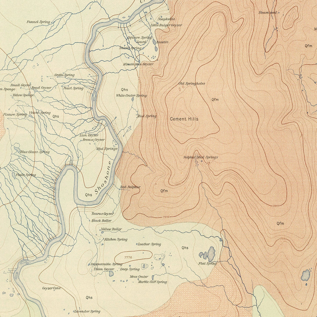 Vintage Map of Shoshone Geyser Basin  1904